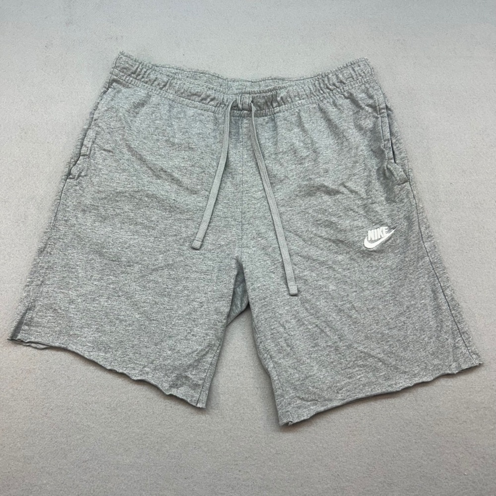 Nike Mens Sportswear Cotton Jersey Shorts Gray Raw Hem AR2375-063 Size L